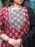 Women Plus Size Red Pure Cotton Kurta Set With Dupatta